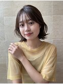 ボブレイヤー・ベージュ・顔周りカット・銀座日比谷20代30代