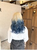 ホワイト×ペールブルーのルーツカラー