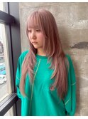 ホワイトピンクカラーハイトーン艶髪