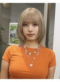 フェイスレイヤーウルフカットミルクティーベージュカラー
