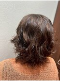 30代40代レイヤーボブ無造作ミディアム×チョコレートベージュ
