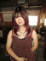 チャプター 問屋町(chapter)&nbsp;ケアブリーチワインレッドデザインカラー顔まわりレイヤーカット