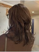 レイヤーハイレイヤーハッシュカット茶髪レイヤーブラウン