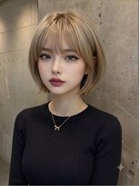アトラスサロン 札幌大通り(Atras.salon)&nbsp;ミルクティーベージュの髪質改善ミニボブ