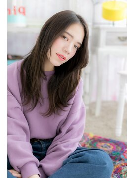 ミック 日暮里店(miq) オリーブアッシュセンターパートかきあげ前髪抜け感ヘアc1