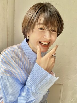 ナック ベース(knack base) ナチュラルショートミニボブ×斜めバング/グレージュ◎30代40代