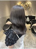 ダブルカラーブリーチなし透明感カラー暗髪グレージュ韓国ブルベ