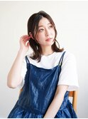 ミディアムヘア/斜めバング/グレージュカラー/新宿駅