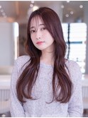 大人かわいい前髪セシルカットココアブラウンフリンジウェーブ