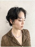 大人可愛い♪ショートソフトウルフパーマセンターパート