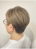 白髪ぼかし×ハイライト ショートベージュ [松戸[白髪ぼかし