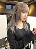 大人可愛いブリーチなしミルクティーベージュハイライトピンク