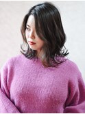 くびれ外ハネミディ×シアーグレージュ