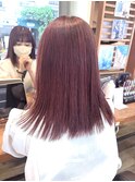 顔まわりレイヤー×ピンクベージュ
