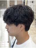 渋谷シャドウパーマ大きめカール無造作パーマメンズカット20代
