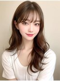 札幌/髪質改善/斜めバング×くすみベージュの波巻きロングc
