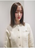赤み消しカラー ブリーチなし オリーブベージュ 透明感 グレー