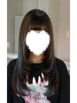 ヴァンクラウド 奈良店(VENT-CLOUD)&nbsp;レイヤーカット×6Dエクステで作る水色デザインカラー
