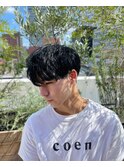 爽やかツーブロック刈り上げ束感アップバング