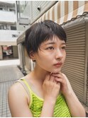 ハイライトマッシュショート_ホワイトアッシュショートパーマ
