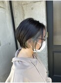 ショートボブ ミントグレージュ インナーカラー ミントカラー