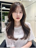 韓国風小顔レイヤーカット焼津 静岡 藤枝/黒髪ワンレンボブルフ
