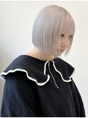 ホワイトブロンドケアブリーチハイトーンボブイメチェン