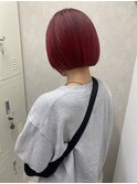 レッドカラー/ぱつっとボブ