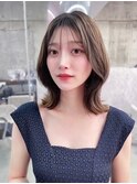 黒髪ボブルフネビージュ小顔ワンレン顔まわり韓国レイヤーカット
