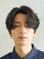 センターパートカルマヘアニュアンスパーマアップバング韓国原宿