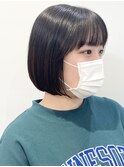 【モリオ松戸　石山】黒髪ナチュラルボブミニボブ前髪あり20代