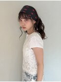 ロング ゆるふわパーマ スカーフアレンジ【20代/30代/40代】