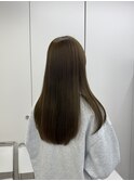 韓国顔まわりレイヤーカットグレージュオリーブベージュブラウン