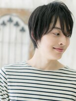 モッズヘア メン 新所沢店(mod's hair men)&nbsp;爽やか刈り上げない七三分けブラックくせ毛風ショートe新所沢