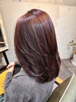 アフィックスヘア 葛西店(affix hair)&nbsp;顔まわりレイヤーで小顔見せ。大人の赤み艶カラー