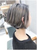 マッシュウルフショートボブWカラーアッシュデザインカラー