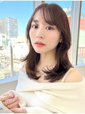 2wayバング 韓国前髪 シースルー ミディアム くびれヘア 顔周り