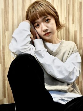 ブゾン(buZon) 切りっぱなしボブ×ミルクティーベージュ