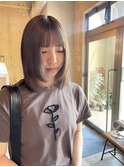 切りっぱなしボブ/エアリーロング/美髪/ピンクブラウン/岡崎