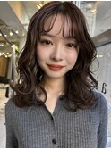 ＋ウェーブミディアム似合わせカットボブパーマミディアムパーマ