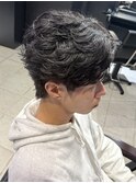 フェザーパーマ/センターパート/フェザーショート/黒髪/men's