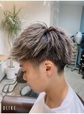 アップバング×ツーブロック刈り上げ/アッシュ系カラー10代20代