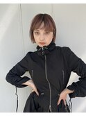 【なつみ】ミニボブ暖色カラー、前髪ありハイトーンカラー