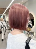 タッセルボブペールピンクベージュチェリーピンクカラーレイヤー