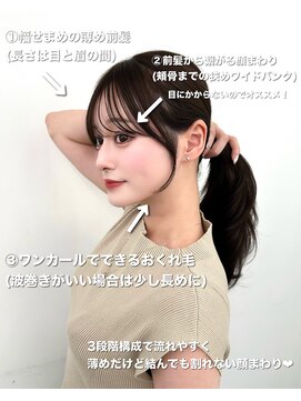 アマトウキョウ アユンチェ(AMA TOKYO×AYUNCHE) 前髪顔まわり韓国ヘアレイヤーカットサイドバンク2wayバンク韓国