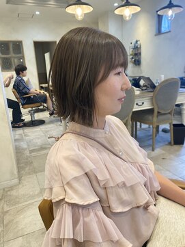 ラボヌールヘアーグレース 門前仲町店(La Bonheur hair grace) 【杉本】レイヤーボブ/オリーブベージュ/アッシュベージュ