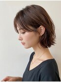丸みショートボブ◎小顔カットひし形20代30代ブリーチなし