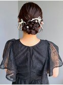 アップ ヘアセット ヘアアレンジ 編み込み お団子 シニヨン