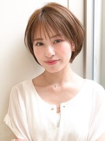 ☆30代40代50代イメチェンマロンベージュ前髪丸みショート