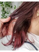 テトヘアー(teto hair) ハイライト　グラデーション　赤　レッドカラー　韓国